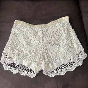 Mossimo Ivory/Cream Crocheted Lace Shorts